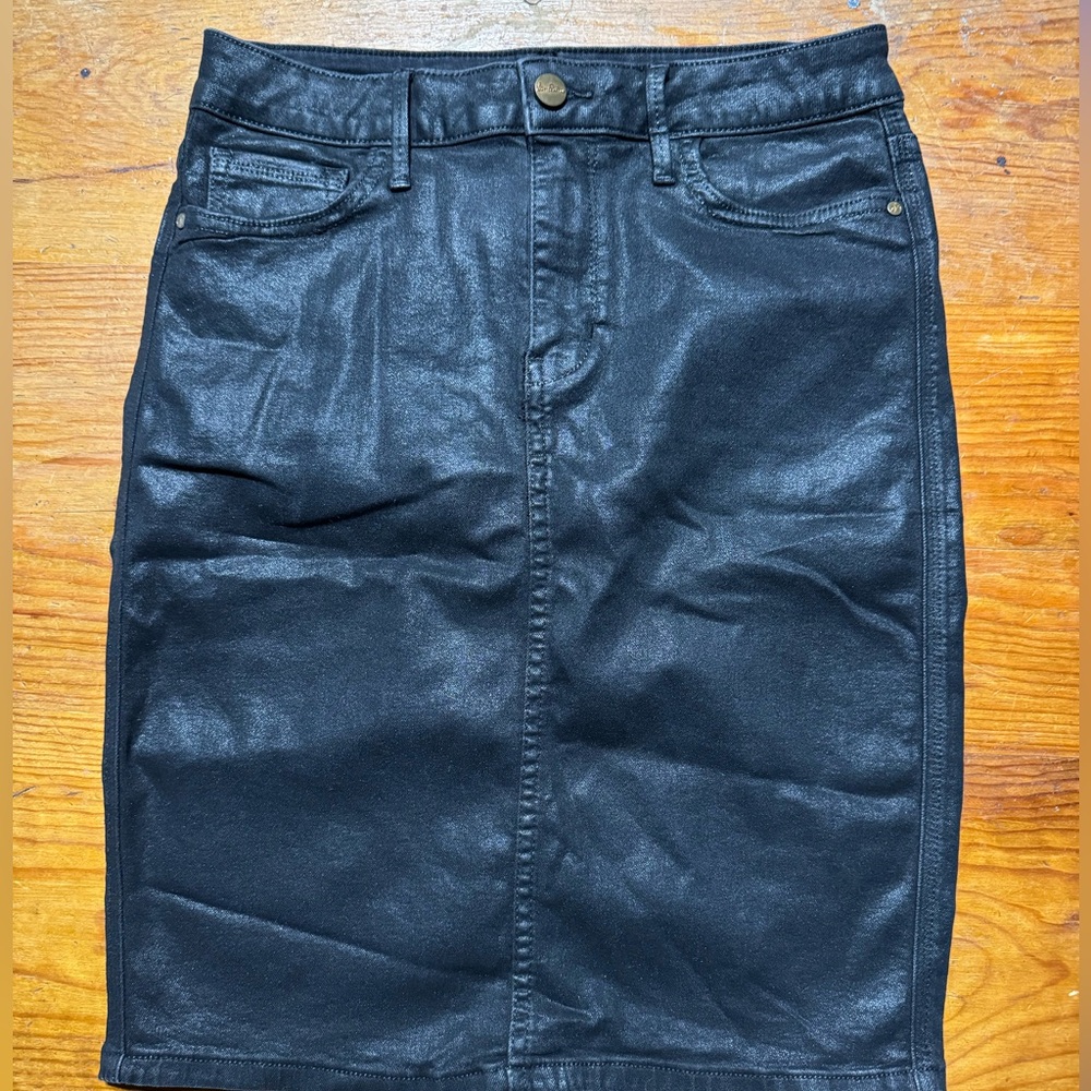 sam edelman black denim stretch pencil skirt